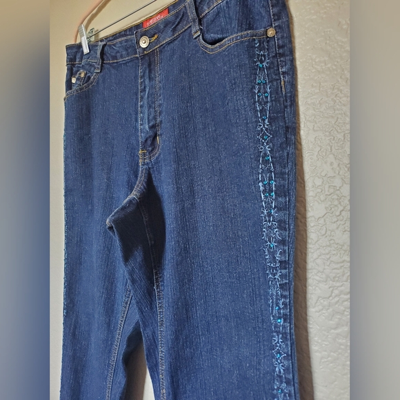 Y2K Cos Jeans Blue Jeans with Beaded Embellishment High Rise Women's Size 14W - Picture 3 of 5